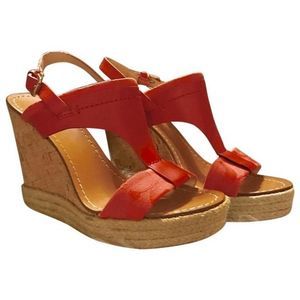 Coach Mendez women red wedge sandals size 9.5